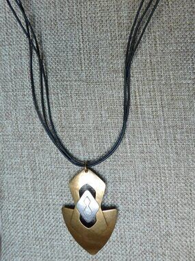 Baer SF Mixed Metals Statement Pendant Corded Boho